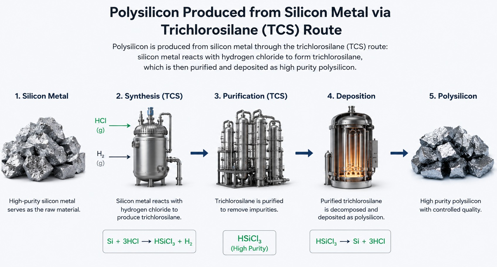 Silicon metal feedstock for polysilicon and semiconductor production