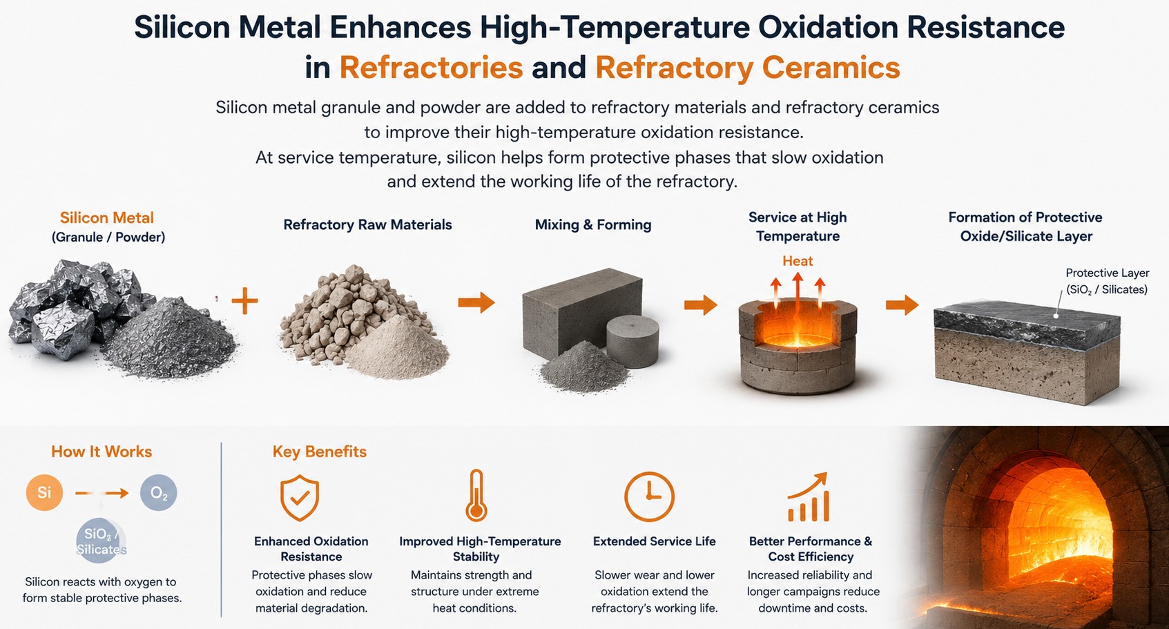 Silicon metal granule used in refractory materials and refractory ceramics