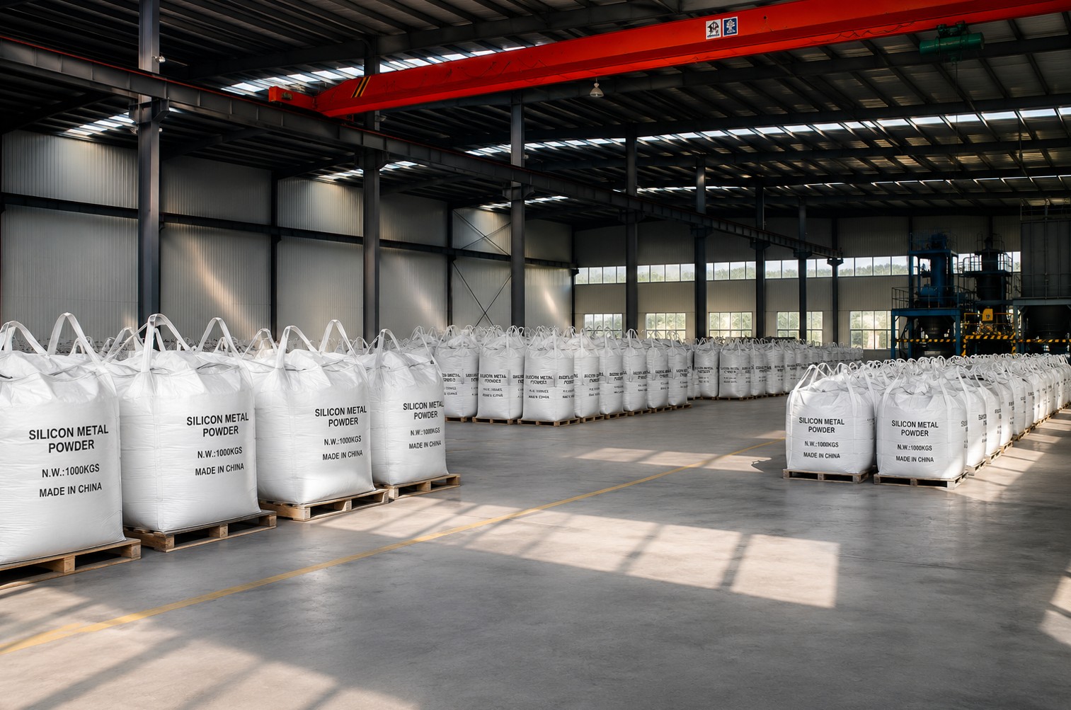 Silicon metal powder 25kg bags on pallet